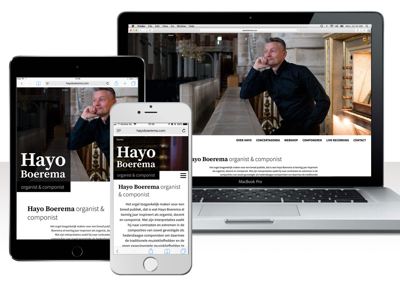 Beeldscherm met website Hayo Boerema