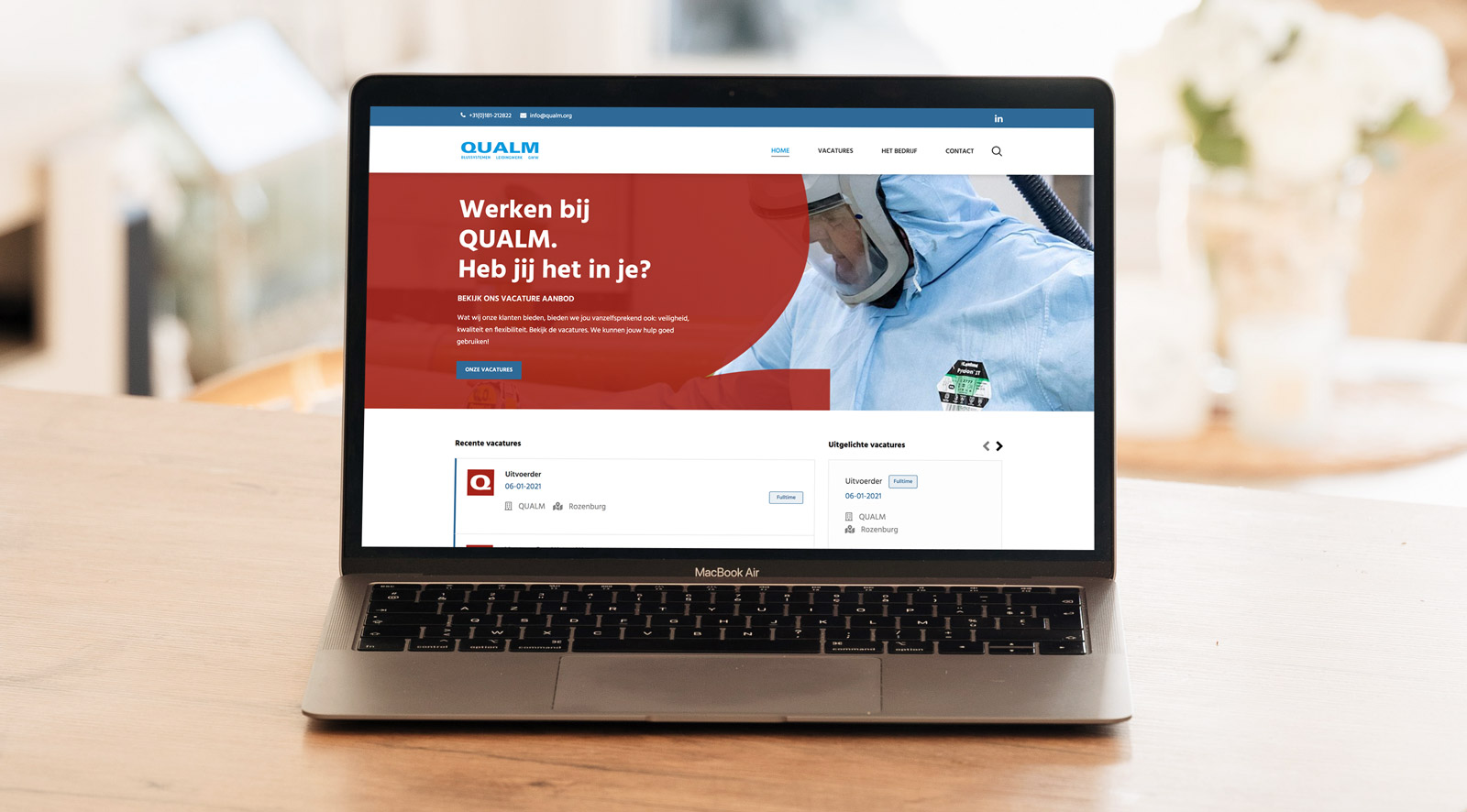 voorbeeld van de werken bij qualm website